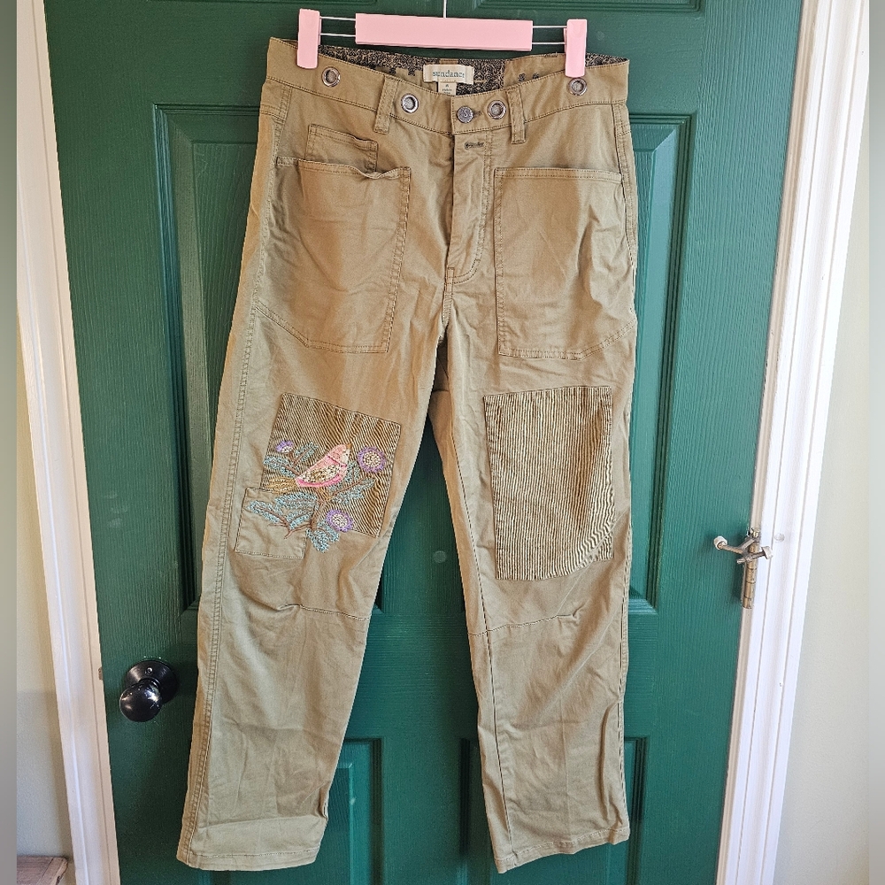 Sundance Olive Embroidered Cargo Pants - Picture 2 of 9